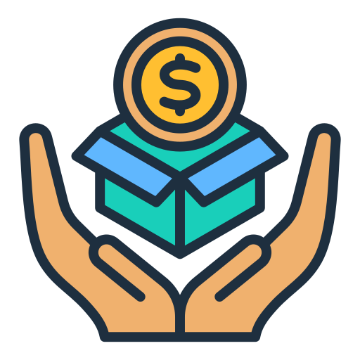 Hands holding graduation cap with coin symbol icon representing education funding