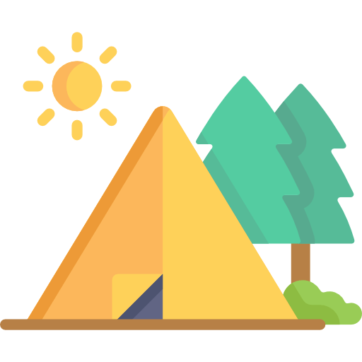 Landscape illustration with mountains and sun icon